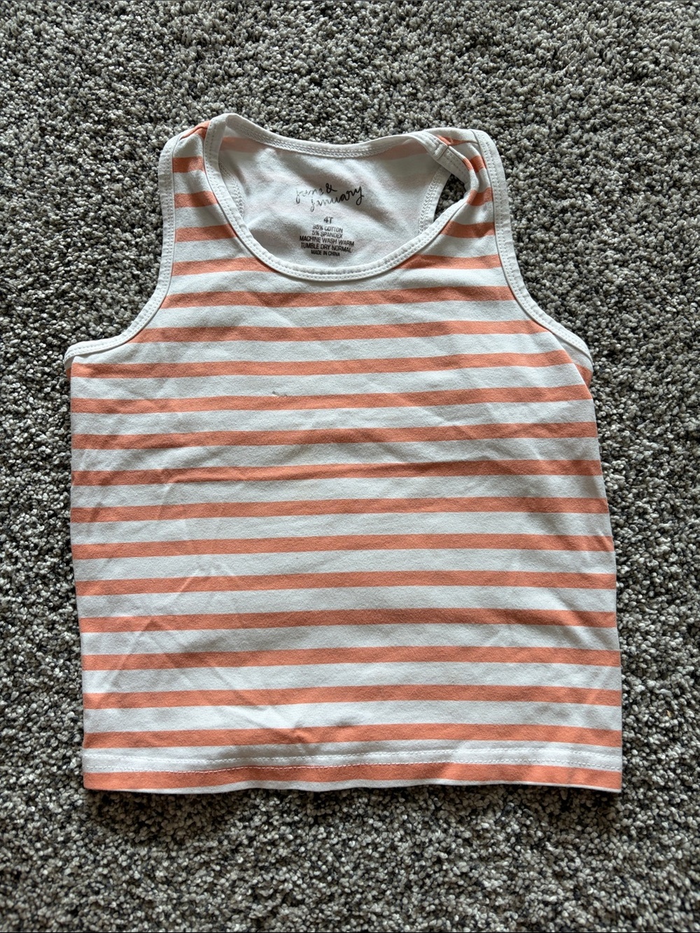 Kids Striped Peach & White Tank Top by June & January
